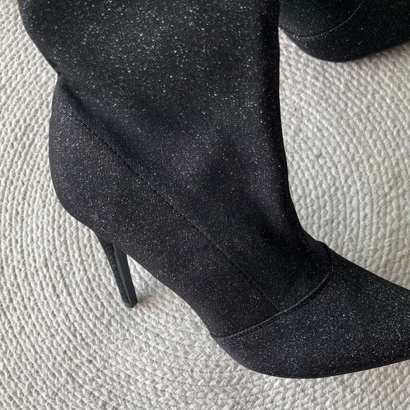 🎯SOLD‼️Brash black metallic stretch fabric ankle boots-12 - Picture 9 of 12
